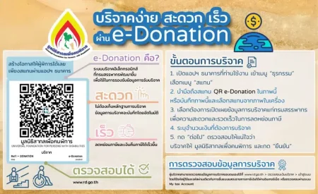 บริจาคเงิน E-Donation มูลนิธีเพื่อคนพิการ